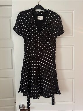 Gaala Paris Black & White Polka Dot Short Sleeve Dress, size 4